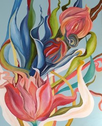 Faiza Bilgrami, 36 x 48 inches, Acrylic on Canvas, Floral Painting, AC-FZBLG-027